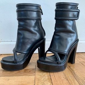 Givenchy Black Leather Platform Peeptoe Bootie